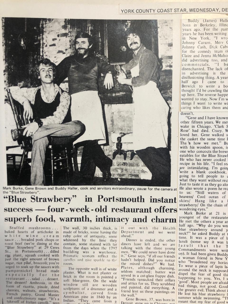 This Dec. 9, 1970 York County Coast Star article had high praise for the Blue Strawbery in Portsmouth, which had opened just weeks before. The clipping is one of many in the Athenaeum archives about the restaurant.