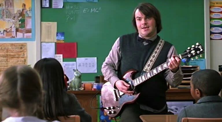 Jack Black interpretando a Dewey Finn en la película La escuela del Rock  (Foto: captura de pantalla)