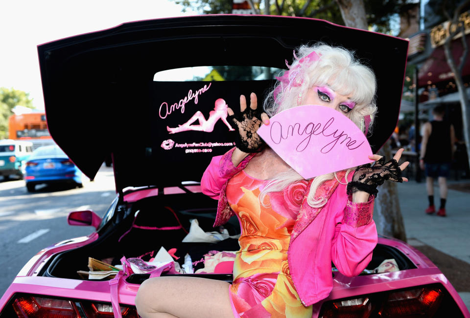 WEST HOLLYWOOD, CA – JUNE 10: Angelyne attends LA Pride Music Festival And Parade 2017 on June 10, 2017 in West Hollywood, California. (Photo by Tara Ziemba/Getty Images)