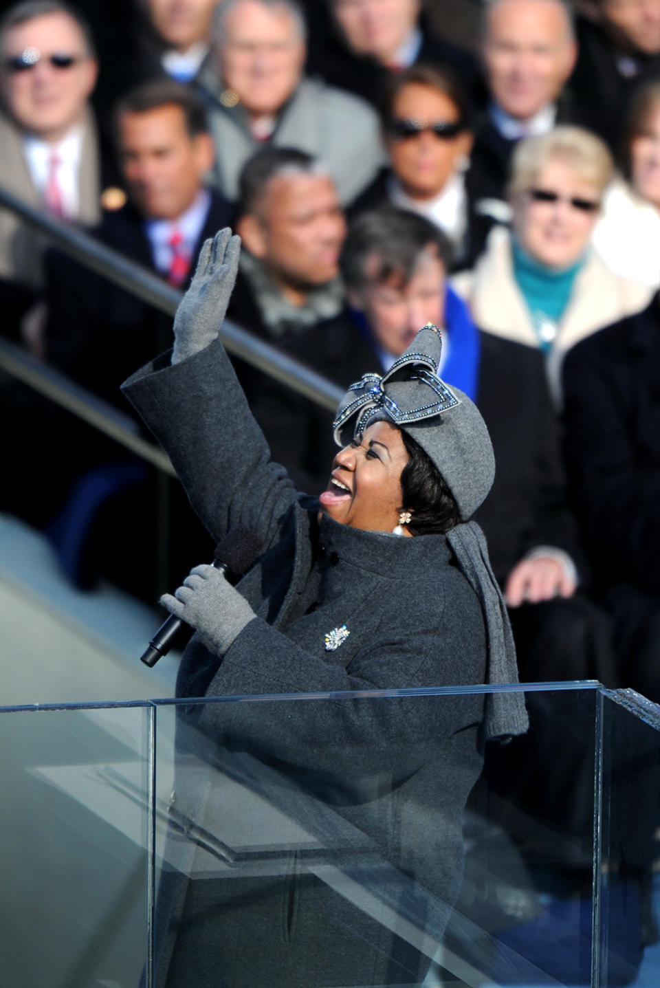 Aretha Franklin performs at the inauguration of President Barack Obama in 2009.