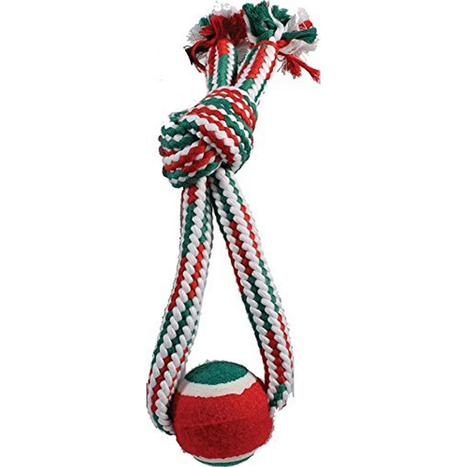 holiday crinkle rope dog tug toy