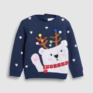 Next Navy Polar Bear Christmas Jumper - Credit: Next