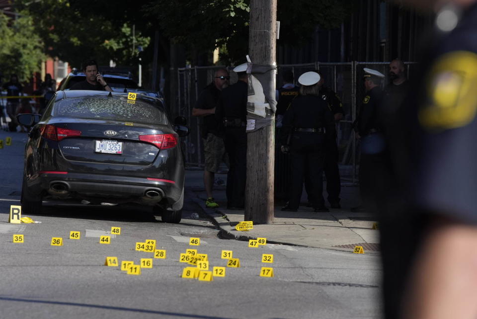 The scene of a quadruple shooting in Over-the-Rhine Wednesday evening, May 31.
