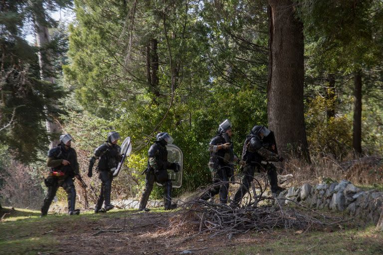 El grupo especial COER ingresó en La Cristalina, uno de los terrenos ocupados por la comunidad mapuche Lafken Winkul Map, en Villa Mascardi