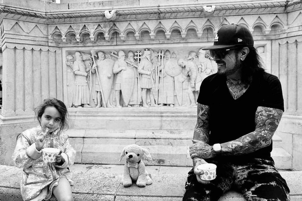 <p> Instagram/nikkisixxpixx</p> Nikki Sixx and daughter Ruby in Budapest