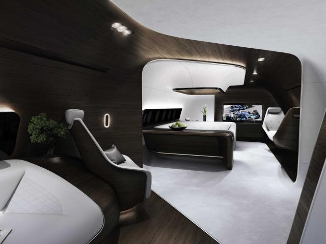futuristic airplane interior