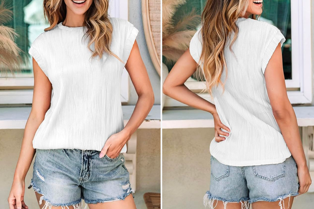 Evaless Short Sleeve Textured Blouse