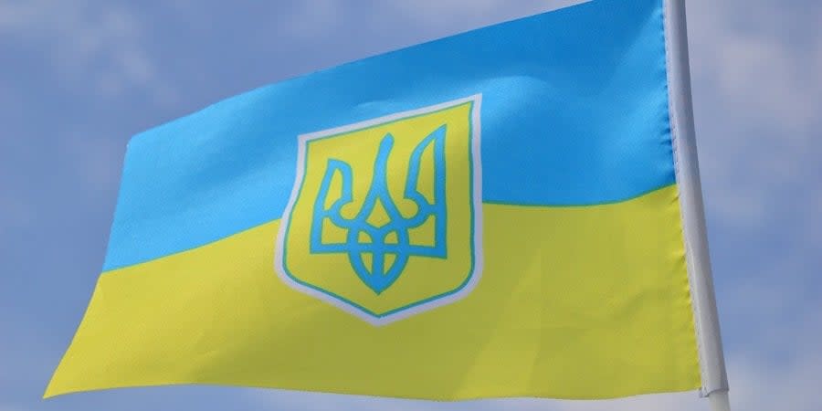 Flag and emblem of Ukraine