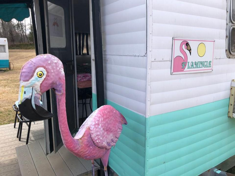 there’s a flamingo camper