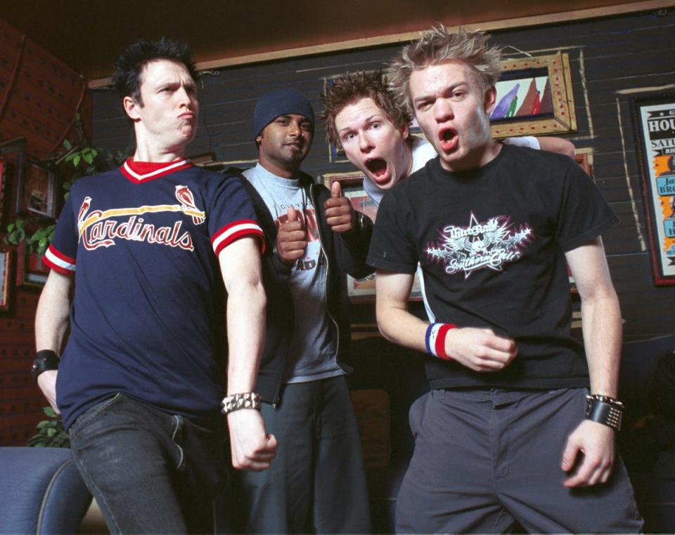 Whibley (far right) with Sum 41 in 2002 (Getty Images)