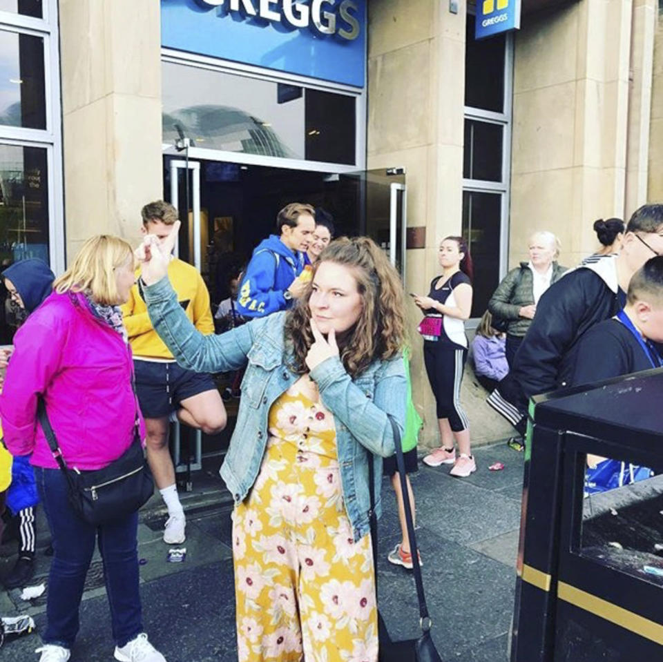 Mairead Sheehan has vowed to visit every one of Greggs' 1,764 stores. (Caters)