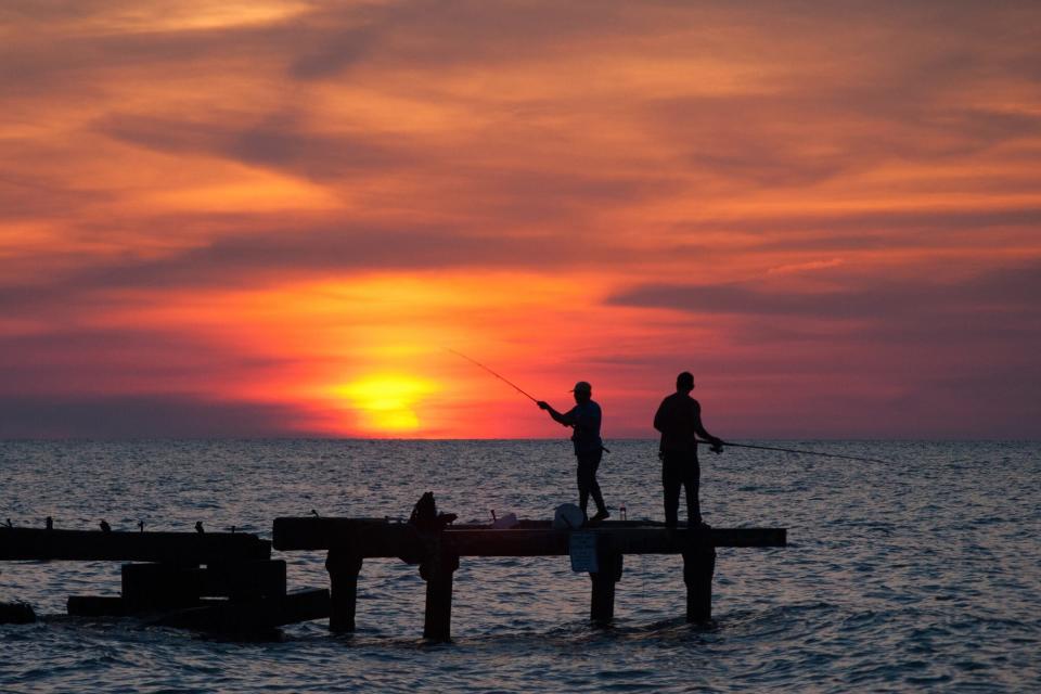Lake Erie Fisherman at Sunset