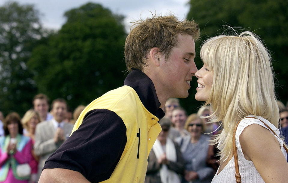 william and claudia going in for a kiss