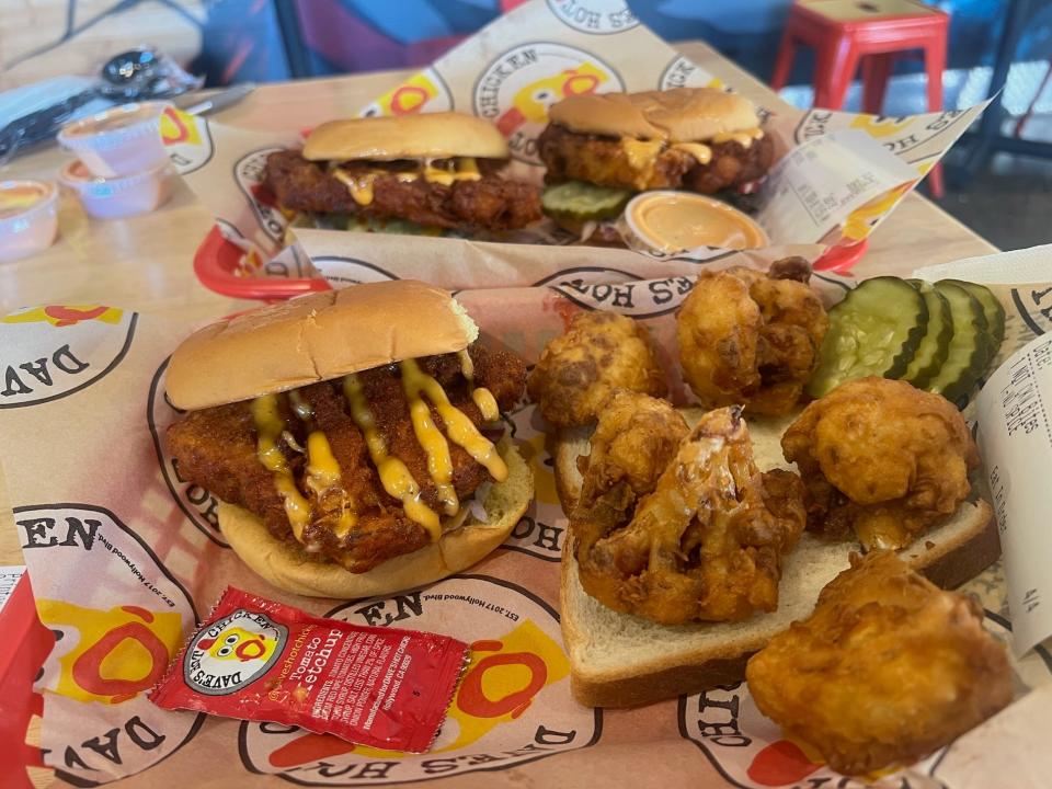 Dave's Hot Chicken debuts a fried cauliflower sandwich and bites.