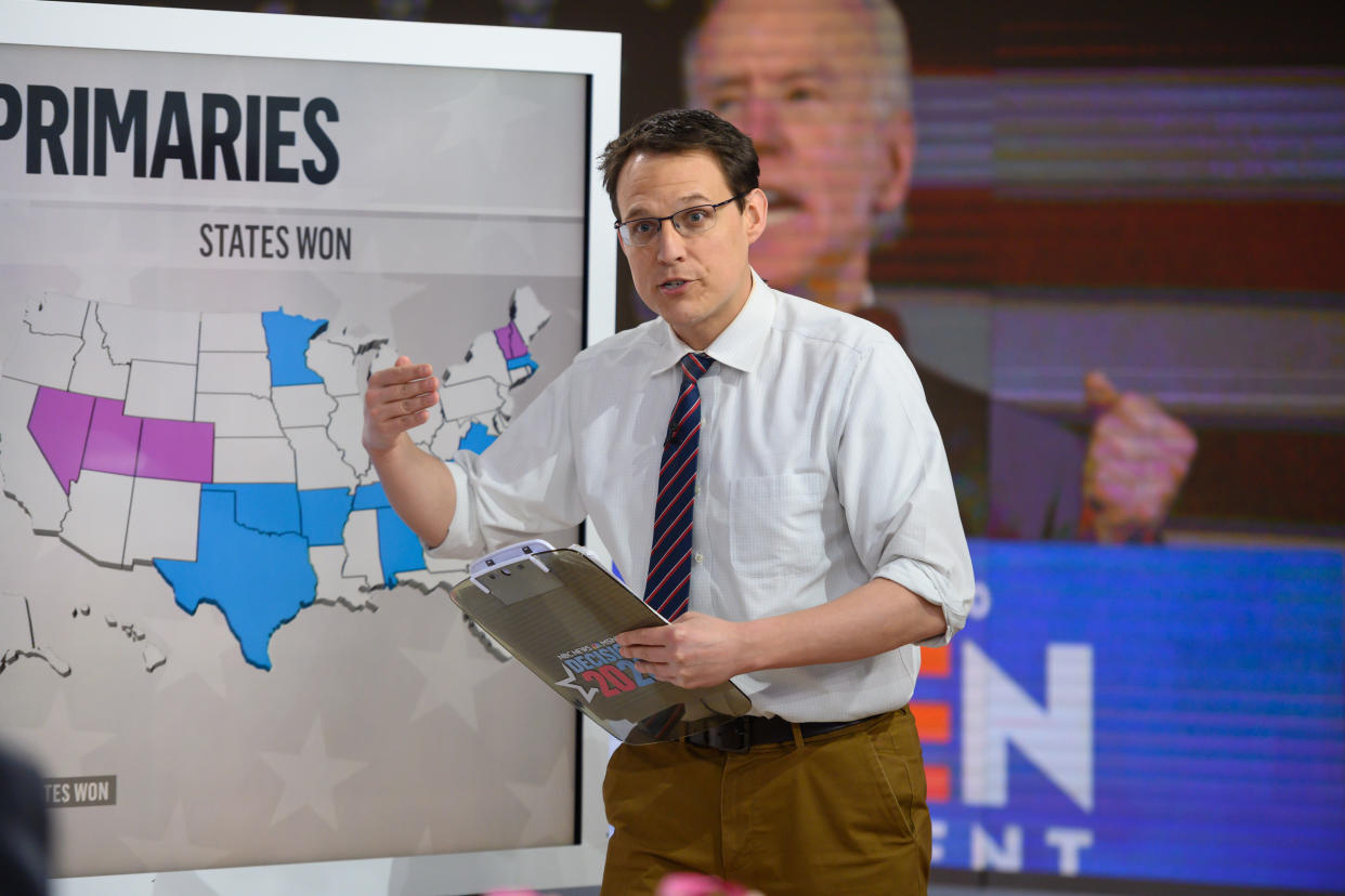 TODAY -- Pictured: Steve Kornacki on Wednesday, March 4, 2020 -- (Photo by: Nathan Congleton/NBC/NBCU Photo Bank via Getty Images)