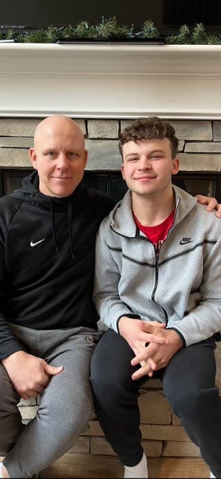 Former Jackson boys basketball great Jami Bosley (left) and his son, Wadsworth guard Maxx Bosley.