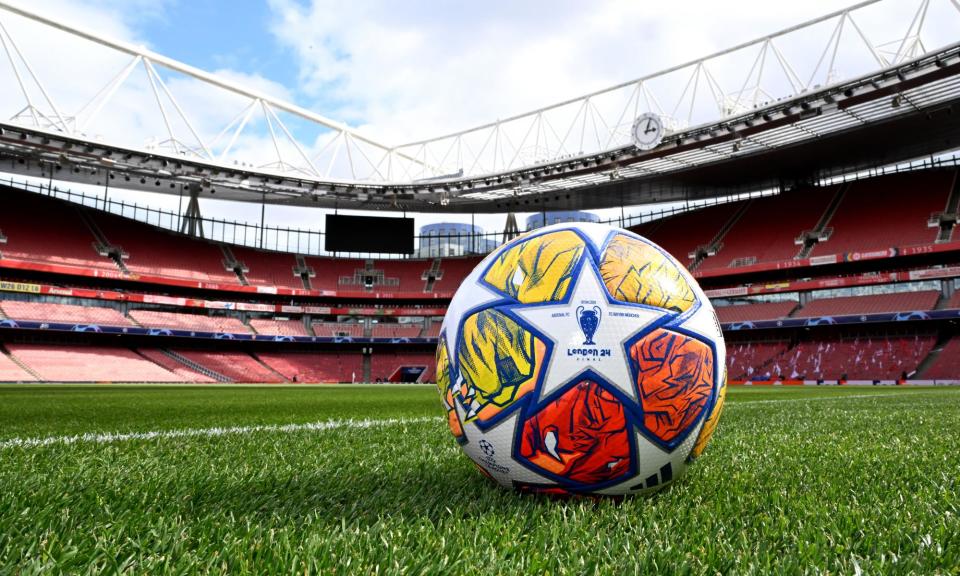 <span>The match ball gets ready for a booting in north London.</span><span>Photograph: Stuart MacFarlane/Arsenal FC/Getty Images</span>