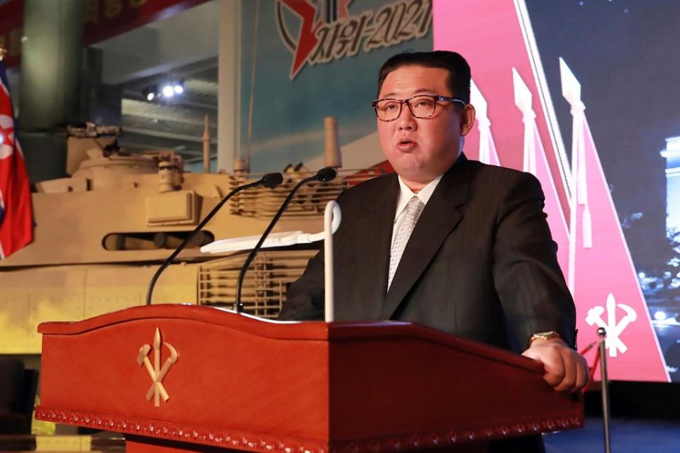 North Korean leader Kim Jong Un speaks in this Oct 11 photo, provided by the North Korean government (AP)