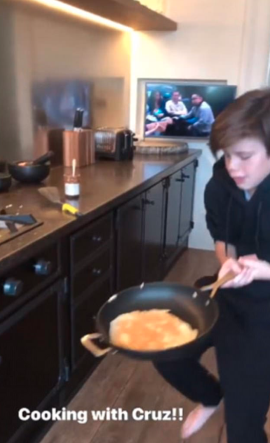 Victoria Beckham shared this cute video on her Instagram of son Cruz,12, flipping pancakes. Source: Instagram