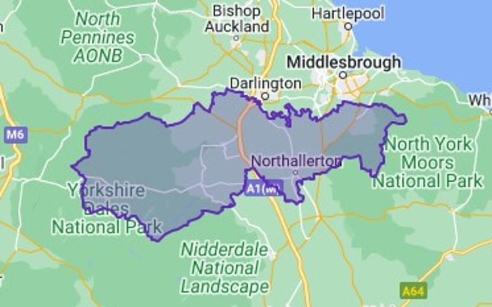 Constituency map of Richmond and Northallerton where Rishi Sunak is among the candidates (Google Maps)