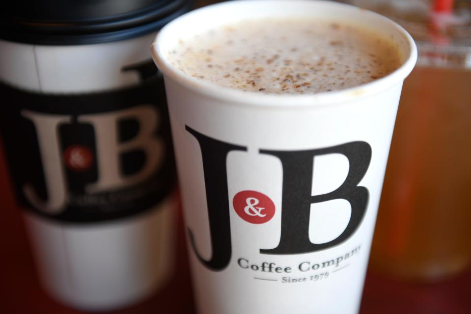 A sweater weather latte at J&B Coffee, as seen on Tuesday, Sept. 19, 2023.