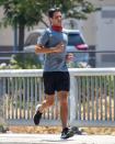 <p>Wells Adams flies solo for a run in Los Angeles on Monday.</p>