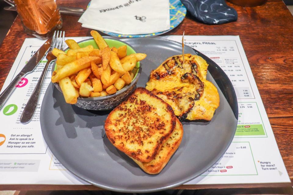 Eating at Nando's in London