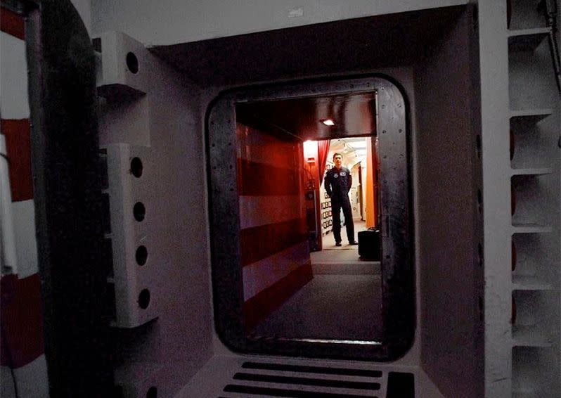 This 1997 file photo shows an Air Force missile crew commander standing at the door of his launch capsule 100-feet underground. Photo: AP.