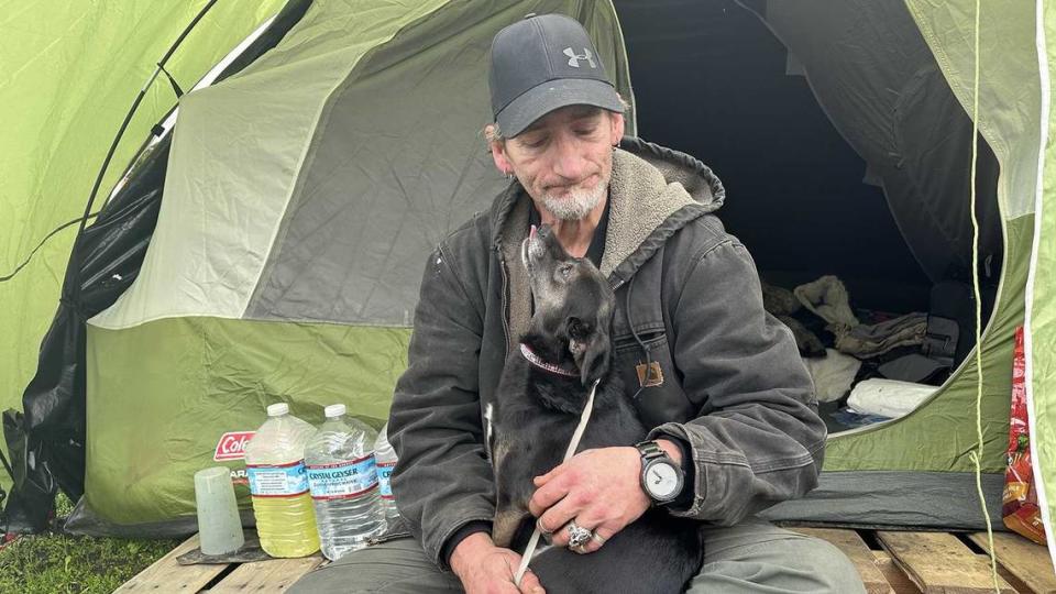 Samuel Buckles has been homeless for years in Sacramento sleeping in an RV he purchased with unemployment benefits and money he earned working odd jobs. His RV was confiscated in February when his homeless camp was cleared by law enforcement officials. Angela Hart/KFF Health News