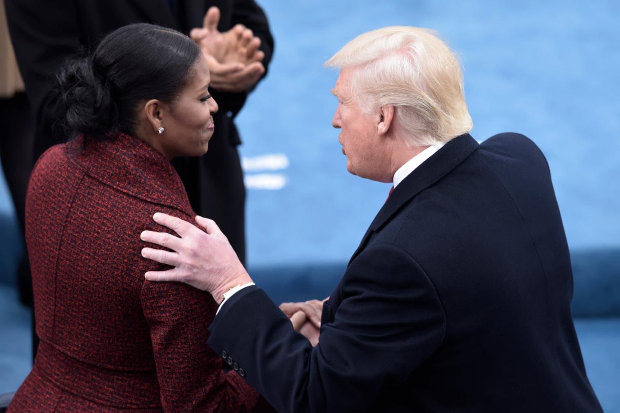 Michelle Obama et Donald Trump lors de l'investiture de celui-ci, le 20 janvier 2017. - Brendan Smialowski - AFP