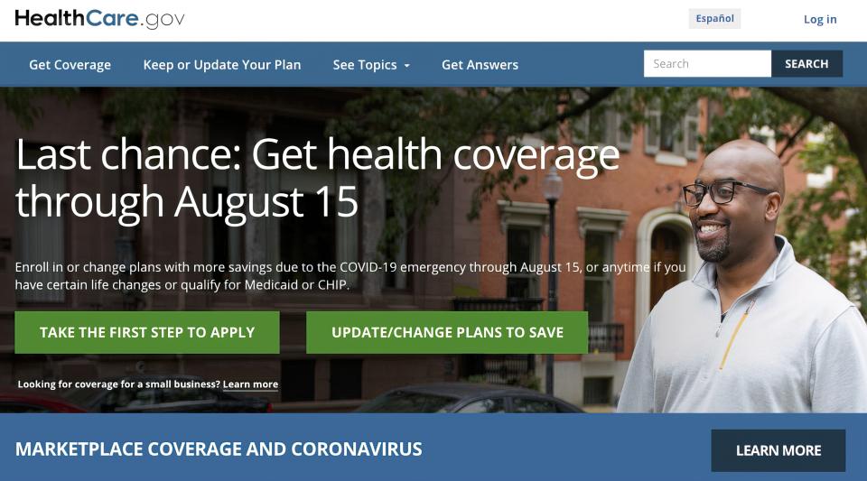 This image shows the home page for the government web page of healthcare.gov. With the Obama health care law undergoing a revival under President Joe Biden, this Sunday is the deadline for consumers to take advantage of a special sign-up period for private coverage made more affordable by his COVID relief law. (Centers for Medicare and Medicaid Services via AP)