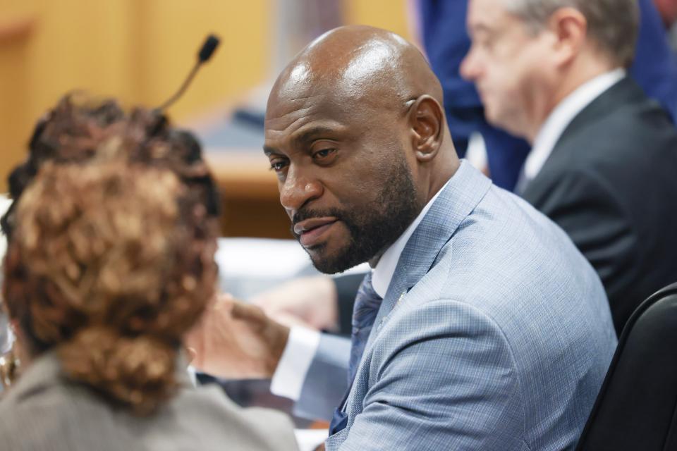 Special Prosecutor Nathan Wade, representing the District Attorney's office, argued before Fulton County Superior Judge Scott McAfee who heard motions from attorneys representing Ken Chesebro and Sidney Powell in Atlanta on Wednesday, Sept. 6, 2023.