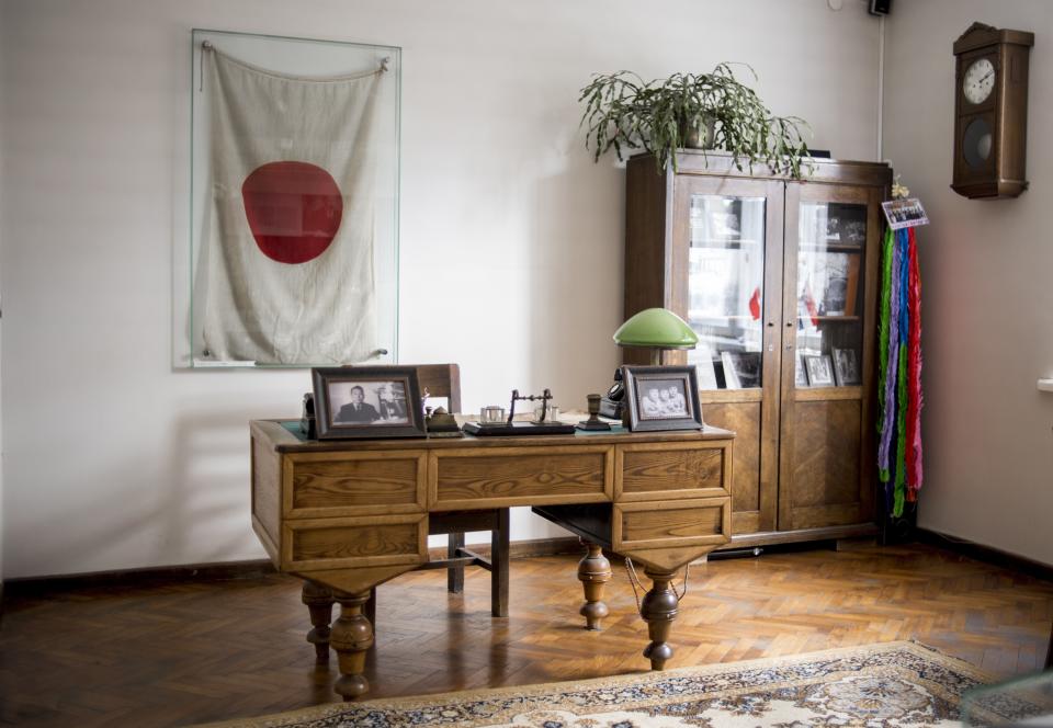 This handout photo provided by Chiune Sugihara Memorial Museum, shows a working room in Chiune Sugihara memorial museum in Kaunas, Lithuania, Tuesday, May 12, 2020. A museum in Lithuania dedicated to a Japanese diplomat who saved thousands of Jews in the early hours of World War II, that saw the number of visitors drop due to corona virus outbreak, has been saved by people in Japan, officials said Friday, July 31, 2020. (Chiune Sugihara Memorial Museum via AP)