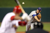 ST LOUIS, MO - OCTOBER 20: Colby Lewis #48 of the Texas Rangers pitches in the first inning during Game Two of the MLB World Series against the St. Louis Cardinals at Busch Stadium on October 20, 2011 in St Louis, Missouri. (Photo by Jamie Squire/Getty Images)