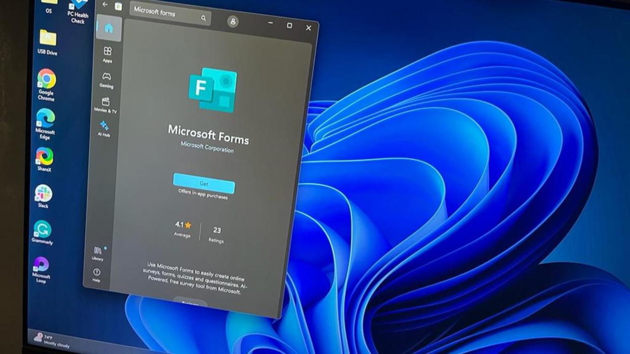  Downloading Microsoft Forms in the Microsoft Store. 