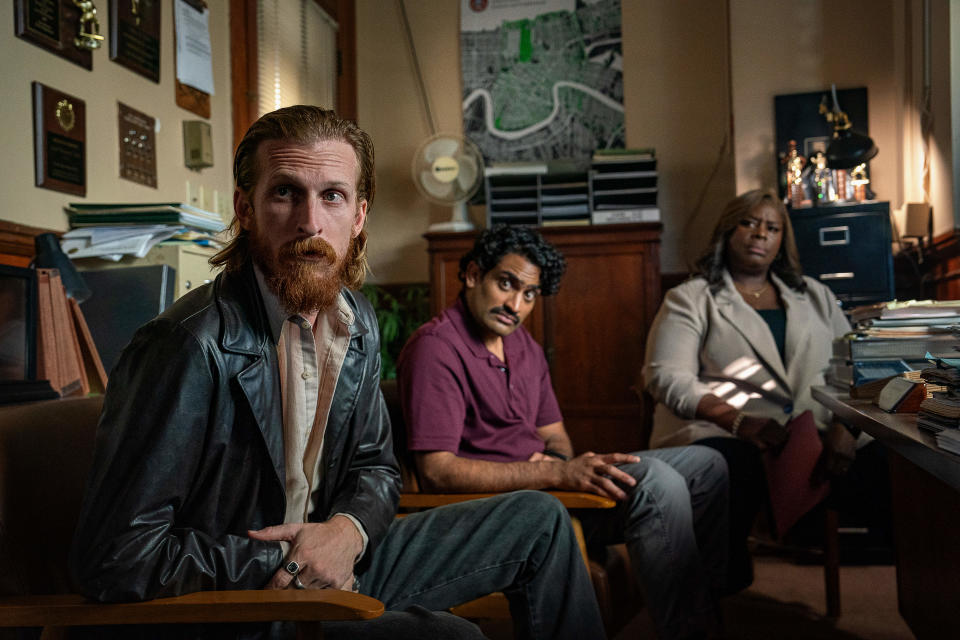 Austin Amelio, Sanjay Rao and Retta in Hit Man