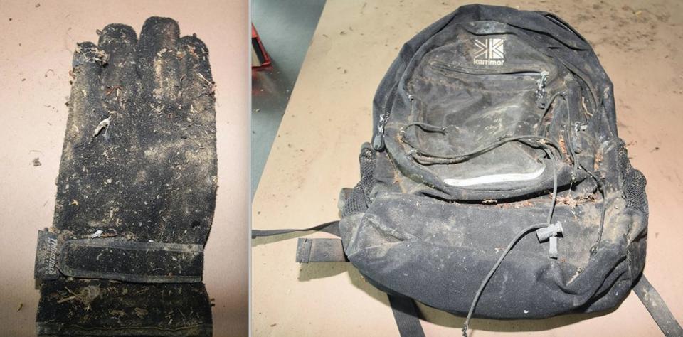 A black glove and rucksack were also found with the man (PA)