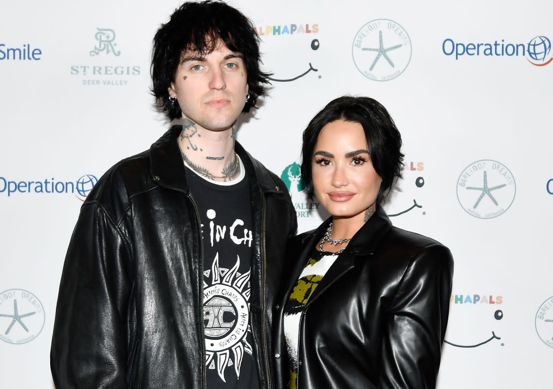 Demi Lovato is engaged to Jordan Lutes, with whom she's seen here in April 2023.<p>Alex Goodlett/Getty Images for Operation Smile</p>