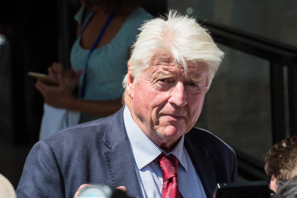 Stanley Johnson, father of Boris Johnson, leaves the Queen Elizabeth II conference centre in Westminster following announcement of the result of the Conservative Party leadership contest on 23 July, 2019 in London, England. Boris Johnson will become the UK's new prime minister on Wednesday evening after Theresa May attends her final PMQs and visits the Queen to officially resign her position. (Photo by WIktor Szymanowicz/NurPhoto via Getty Images)