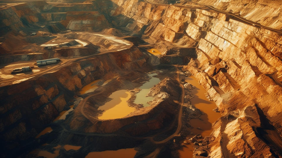 Aerial view of a gold mine, reflecting the company's precious metals mining operations.