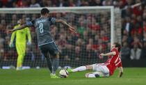 <p>Celta Vigo’s Pablo Hernandez is fouled by Manchester United’s Daley Blind </p>