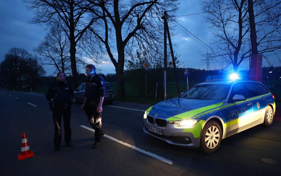 Police road block near the Borussia Dortmund team hotel - Credit: Kai Pfaffenbach/Reuters