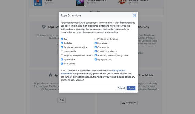 Your friends are also sharing info about your via their apps without your knowledge. Source: Facebook