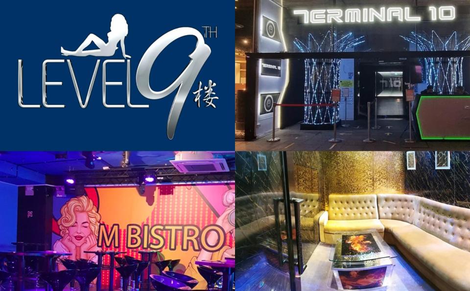Clockwise of the KTV places that will be closed from 15 July to 29 July due to a growing COVID-19 cluster: Level 9, Terminal 10, One Exclusive, and Club M. (PHOTOS: LeveL9thsg, terminal10clarkequay, clubmsingapore, oneexclusivesg/Facebook pages)