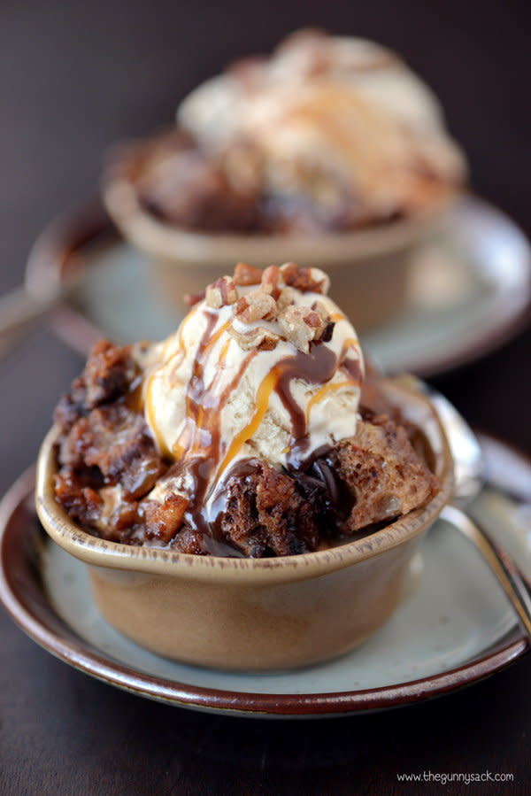 <strong>Get the <a href="http://www.thegunnysack.com/slow-cooker-chocolate-turtle-bread-pudding/" target="_blank">Slow Cooker Chocolate Turtle Bread Pudding recipe</a> from The Gunny Sack</strong>