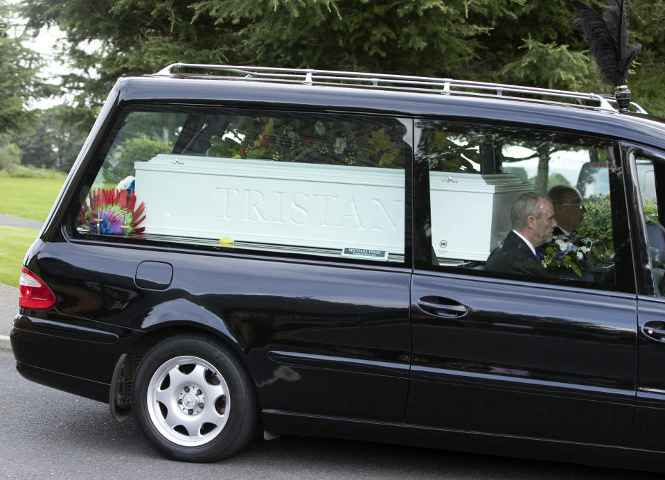 The funeral cortege of the two boys, Tristan and Blake Barrass (PA)