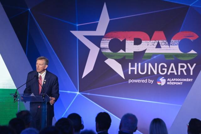 Paul Gosar was one of two members of Congress who joined the Hungarian edition of the far-right Conservative Political Action Conference in May 2023. (EPA)