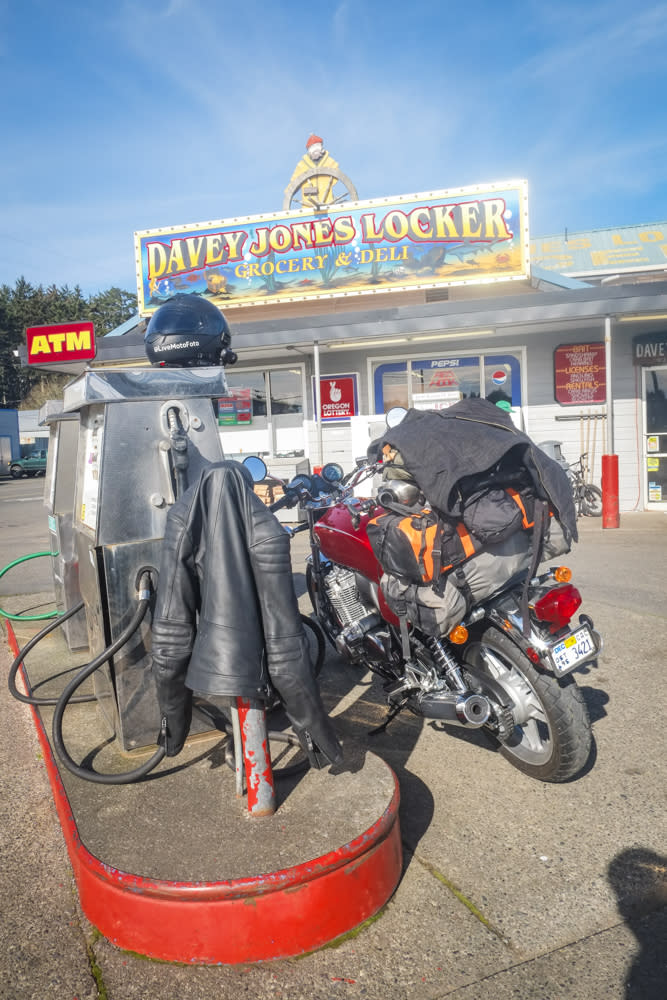 Filling up before hitting the road for the day