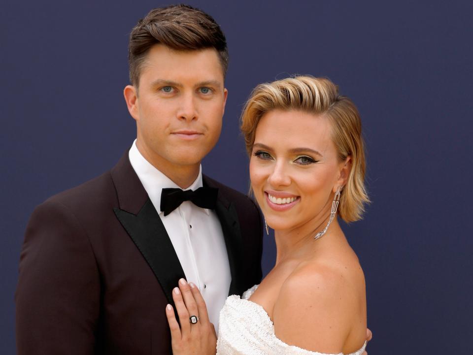 Colin Jost and actor Scarlett Johansson