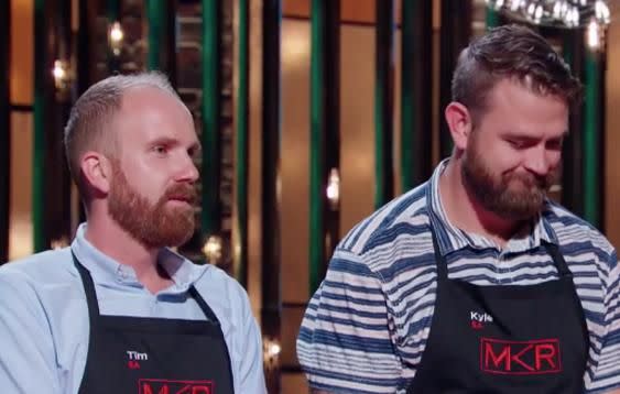 Tim and Kyle narrowly escape an elimination thanks to their desserts! Photo: Channel 7.